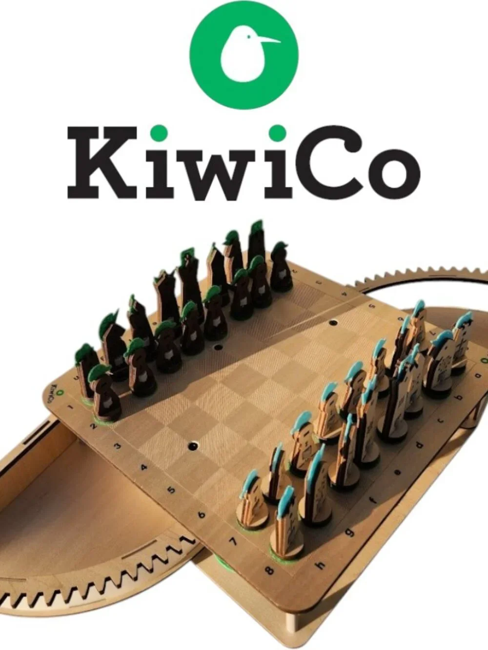 NEW KiwiCo Chess Set Wooden Game Board and Pieces with Hidden Storage Brand New